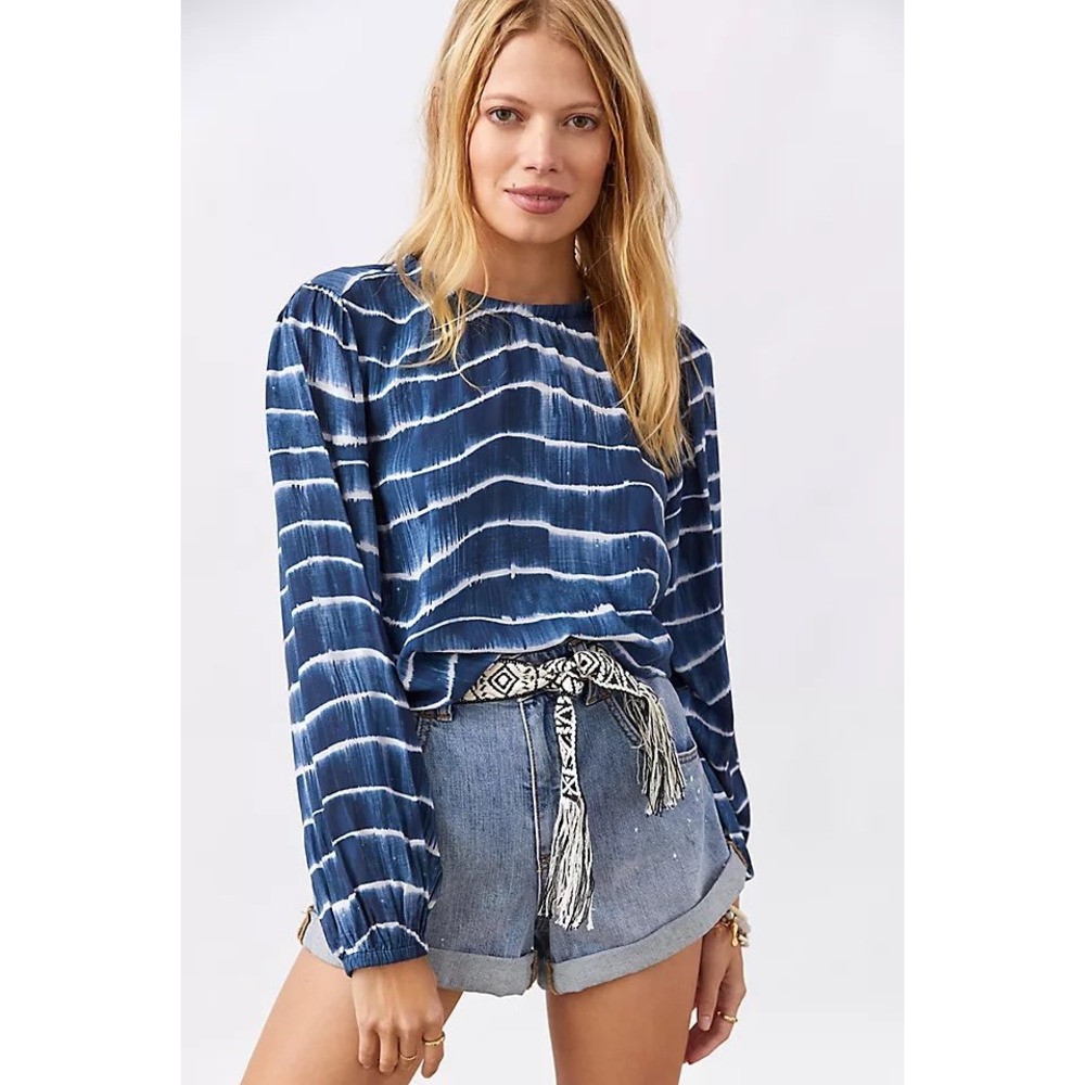 Cloth & Stone Anthropologie Blouse XS‎ Blue Striped Beach Boho Coastal Atsy